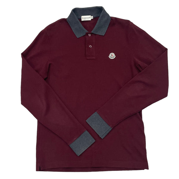 Moncler long online sleeve polo navy